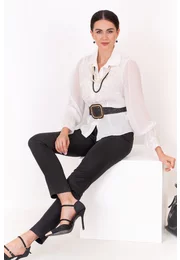 Pantalon  negru cu strasuri pe buzunare
