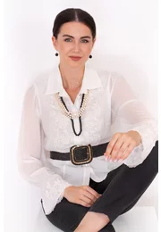 Pantalon  negru cu strasuri pe buzunare