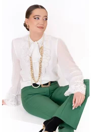 Pantalon office evazat verde