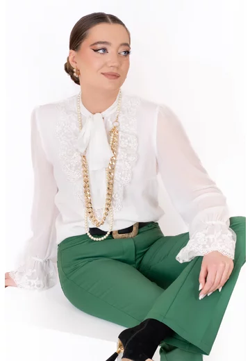 Pantalon office evazat verde