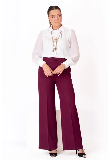 Pantalon rublin flame accesorizat cu strasuri