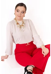 Pantaloni palazzo divine red cu catarama