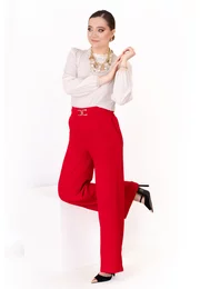 Pantaloni palazzo divine red cu catarama