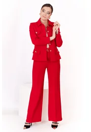 Pantaloni palazzo divine red cu catarama