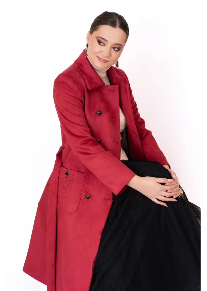 Pardesiu bohemian embosat din piele eco velur