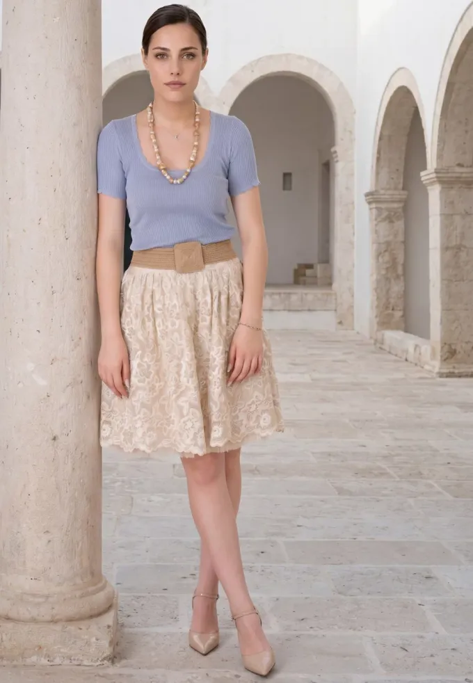 Bluza bleu  peliculizata cu maneci scurte
