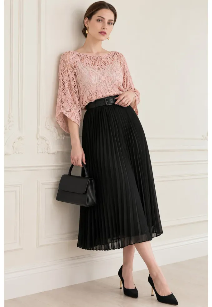 Bluza crosetata din macrame roze cu fir lurex