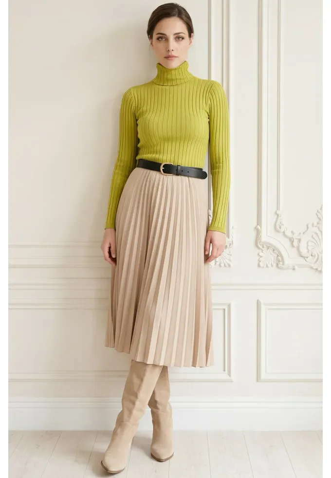 Bluza verde lime cu maneca lunga si gat