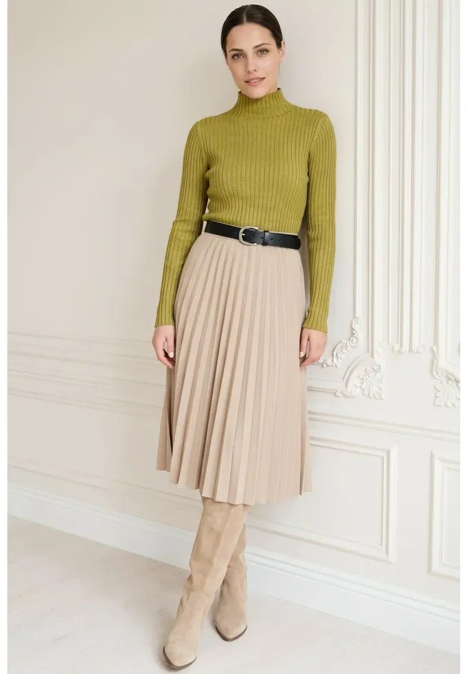 Bluza verde lime cu semigat si fir lurex