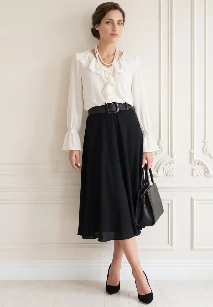 Fusta clos clasic elegance din voal dens