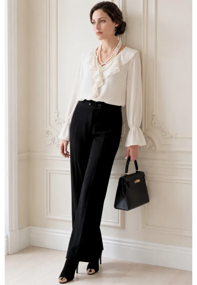 Pantalon drept business confort din stofa