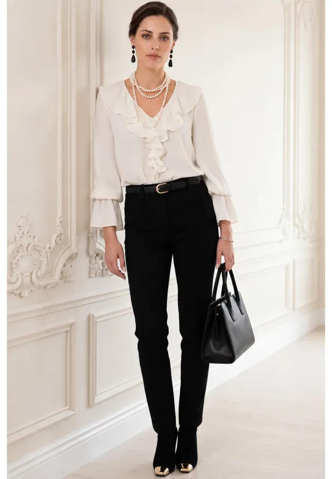 Pantalon elegant skinny strech din stofa cu elastan