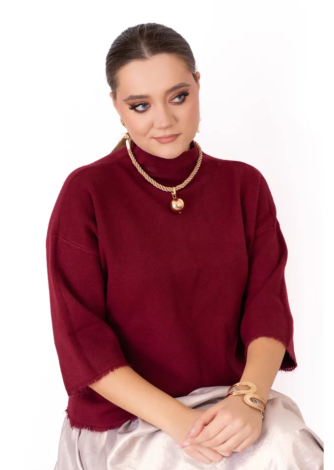 Pulover tricotat bordo