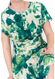 Rochie aqua green din vascoza cu talie drapata