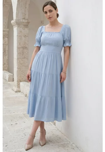 Rochie baby blue din vascoza fina
