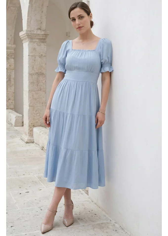 Rochie baby blue din vascoza fina