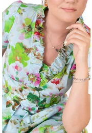 Rochie bloom garden din poplin imprimat cu detaliu tip volan
