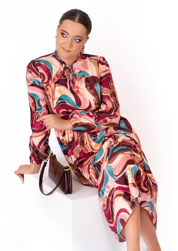 Rochie boho brush din vascoza imprimata in stil boem