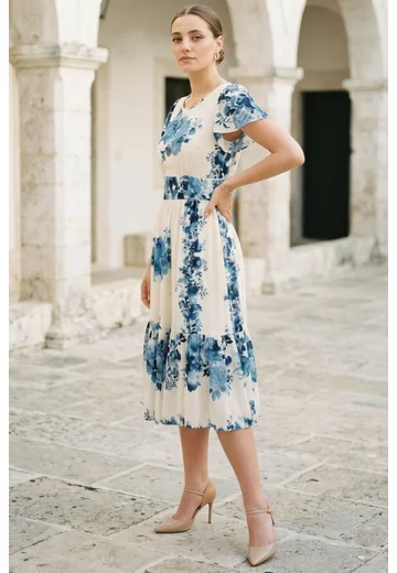 Rochie ceramic bloom din voal de vascoza