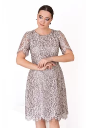 Rochie cocktail celestial grace din dantela peliculizata gri argintiu