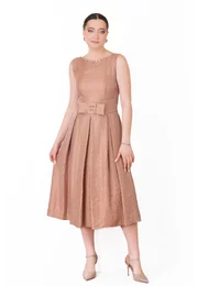 Rochie couper rose din organza satinata decorata cu funda
