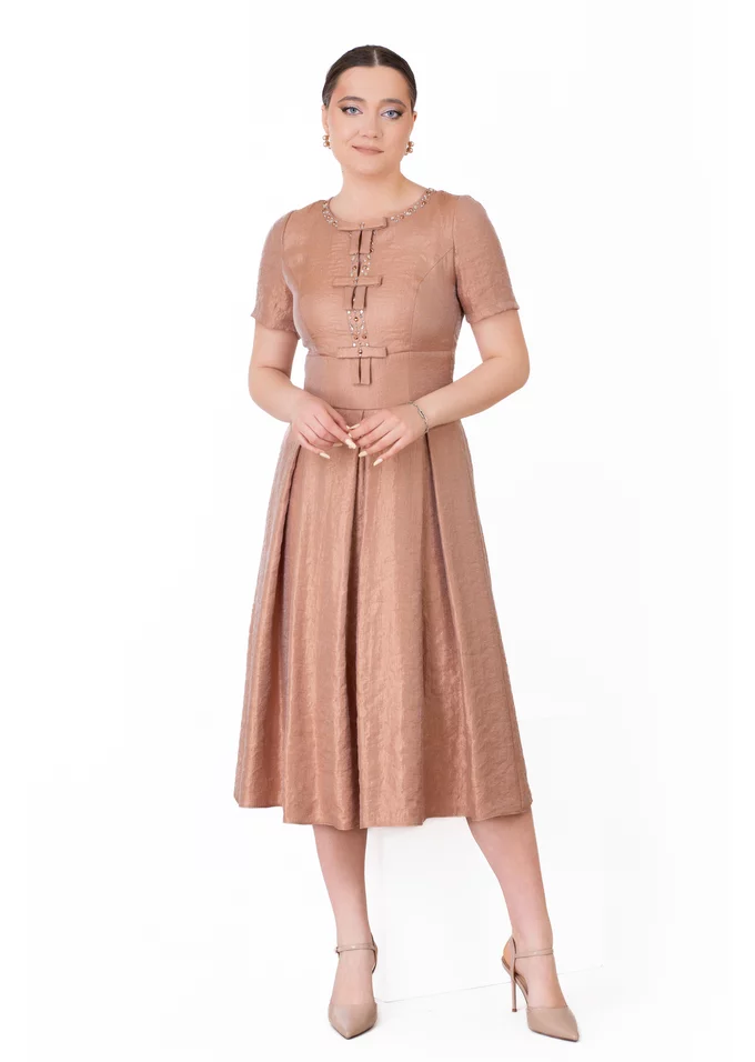 Rochie coupe rose  little bow din organza satinata