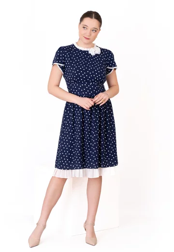 Rochie cream dots din vascoza cu detalii florale