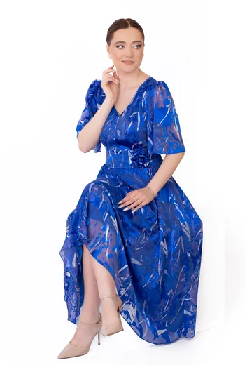 Rochie de gala absolute blue fire din voal devore