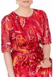 Rochie de gala absolute red fire din voal devore cu drapaj