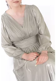 Rochie de gala classy sage green din voal peliculizat