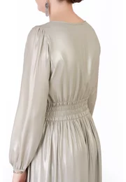 Rochie de gala classy sage green din voal peliculizat