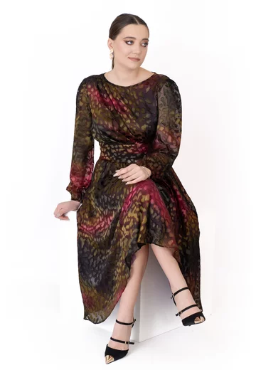 Rochie de gala colorfull din voal devore