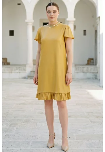 Rochie de gala drop of yellow din voal glittery
