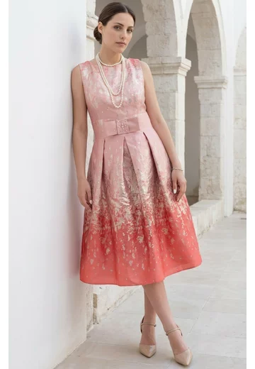Rochie de gala fire din jaquard grofat cu funda
