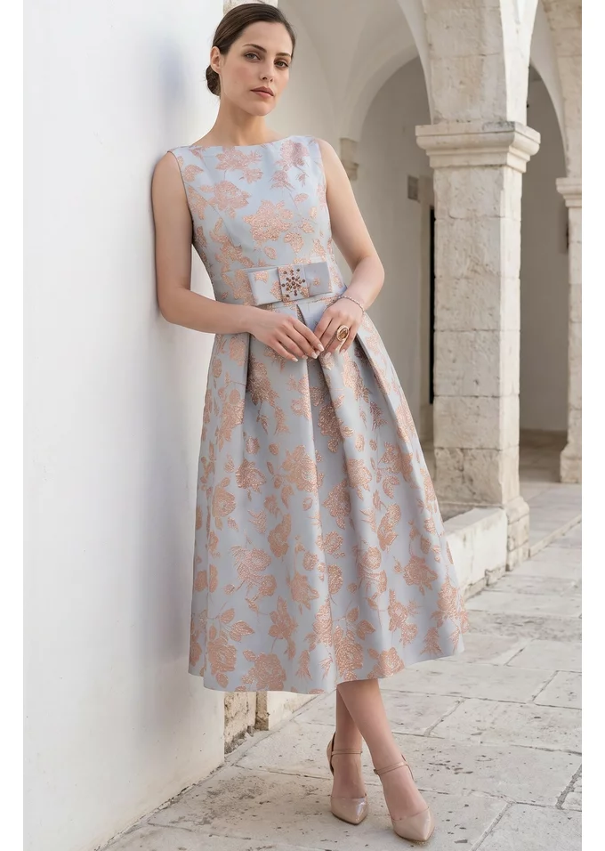 Rochie de gala french blue din jaquard grofat