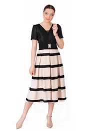 Rochie de gala rafined stripes cu funda si pietre