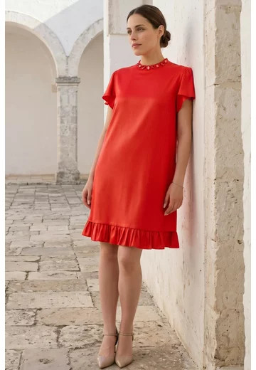 Rochie de gala red poppie din voal glittery