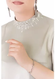 Rochie de gala sage green din voal peliculizat
