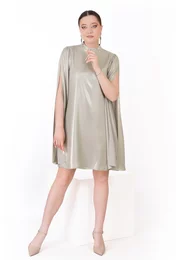 Rochie de gala sage green din voal peliculizat