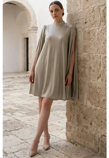 Rochie de gala sage green din voal peliculizat