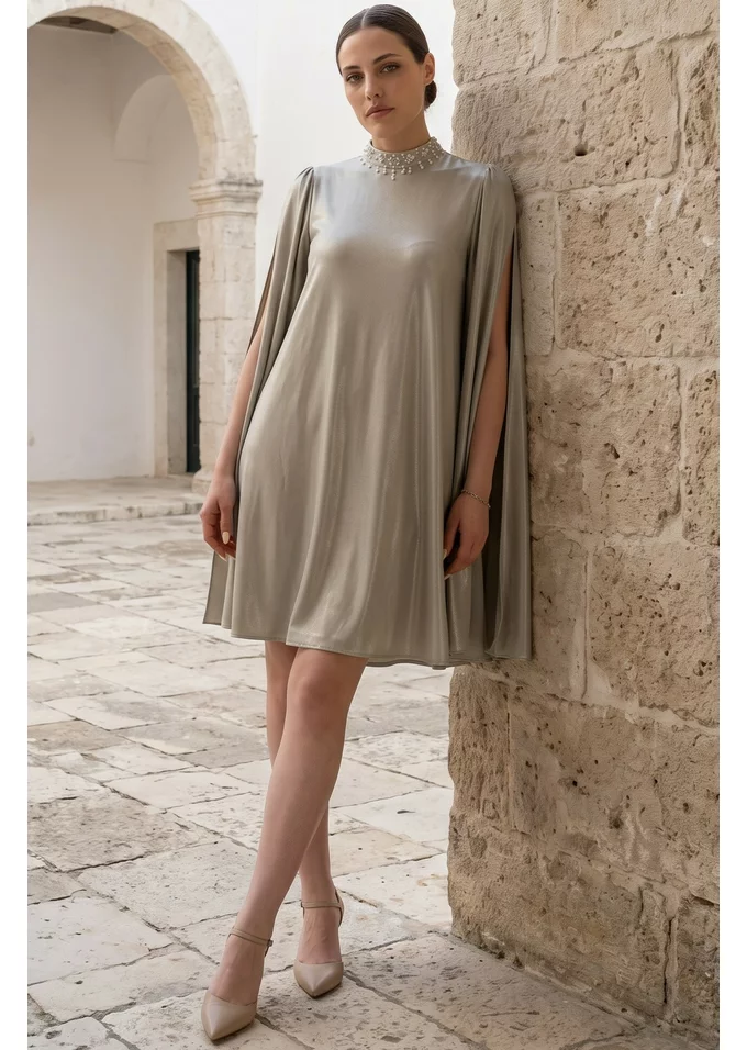 Rochie de gala sage green din voal peliculizat