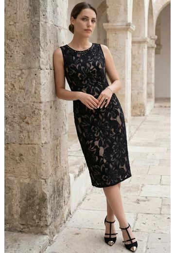 Rochie de gala shimmer glow din dantela macrame
