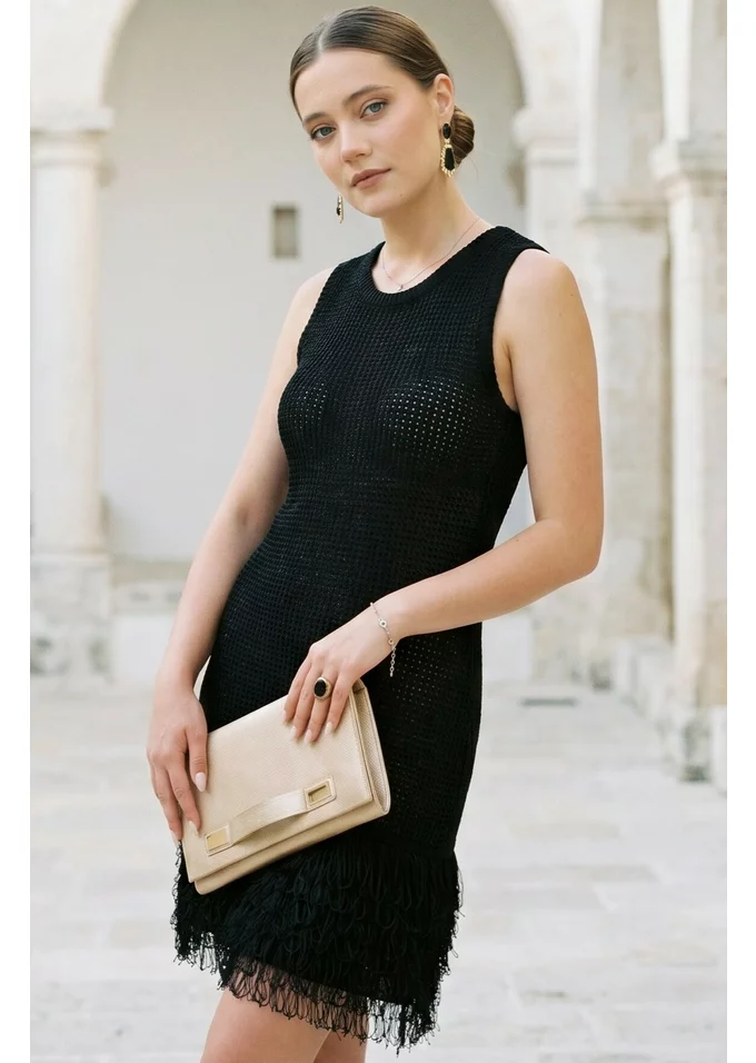 Rochie de plaja tricotata neagra