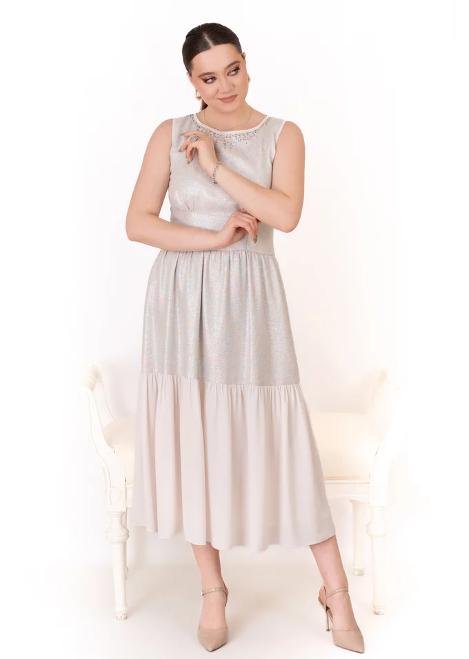 Rochie de vara iridesceent summer din in cu lurex fin policolor