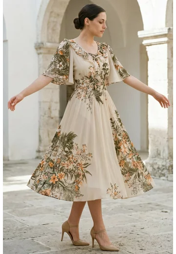 Rochie de vara vaporoasa exotic print din voal de vascoza