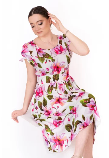 Rochie de zi cu imprimeu floral roz