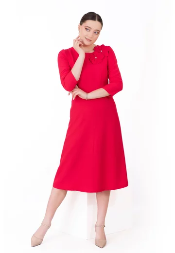 Rochie din crep ciclam decorata cu flori