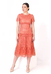 Rochie din dantela macrame pierisc amour cu detalii satinate