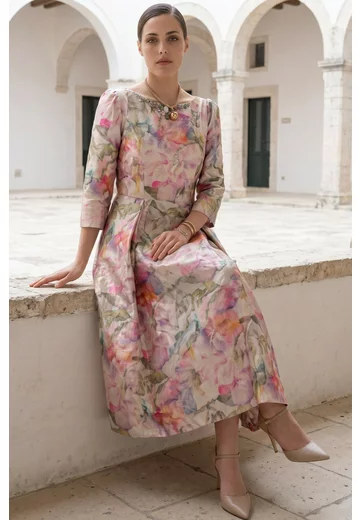 Rochie din tafta color fusion cu colier din pietre