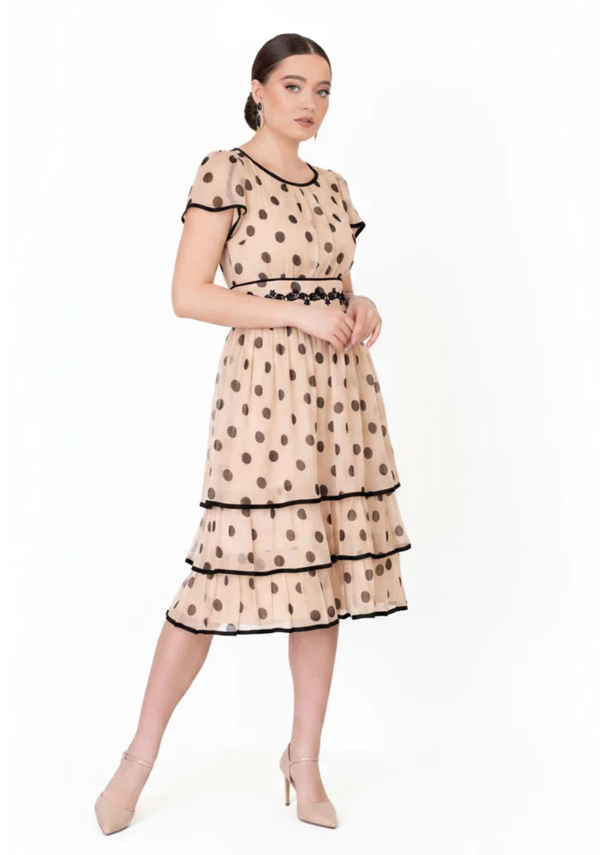 Rochie duality din voal usor creponat decorata cu broderie